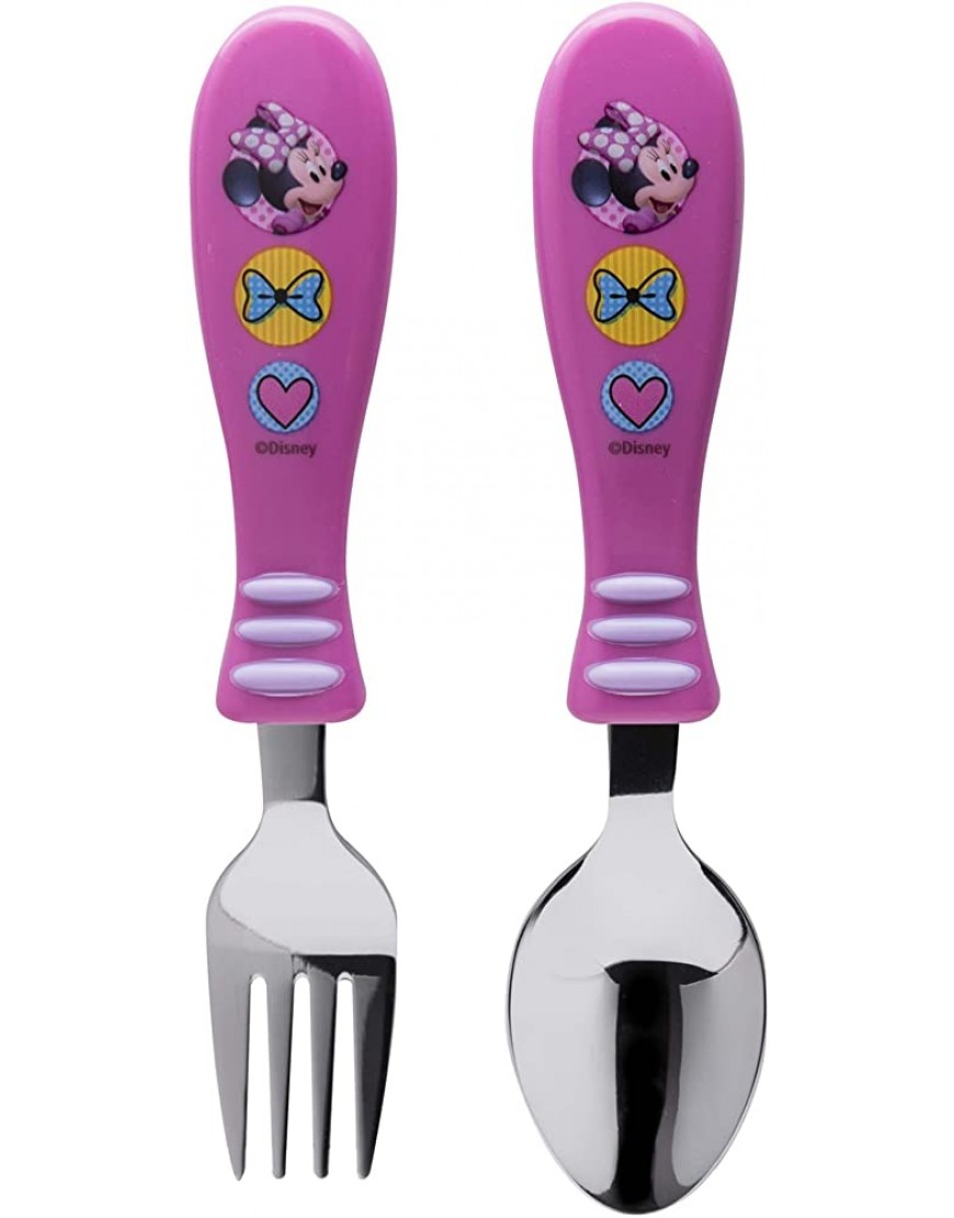 Zak Designs Minnie Easy Grip Flatware Fork And Spoon Utensil Set – Perfect for Toddler Hands With Fun Characters Contoured Handles And Textured Grips Minnie Bowtique - B56OTD6R0