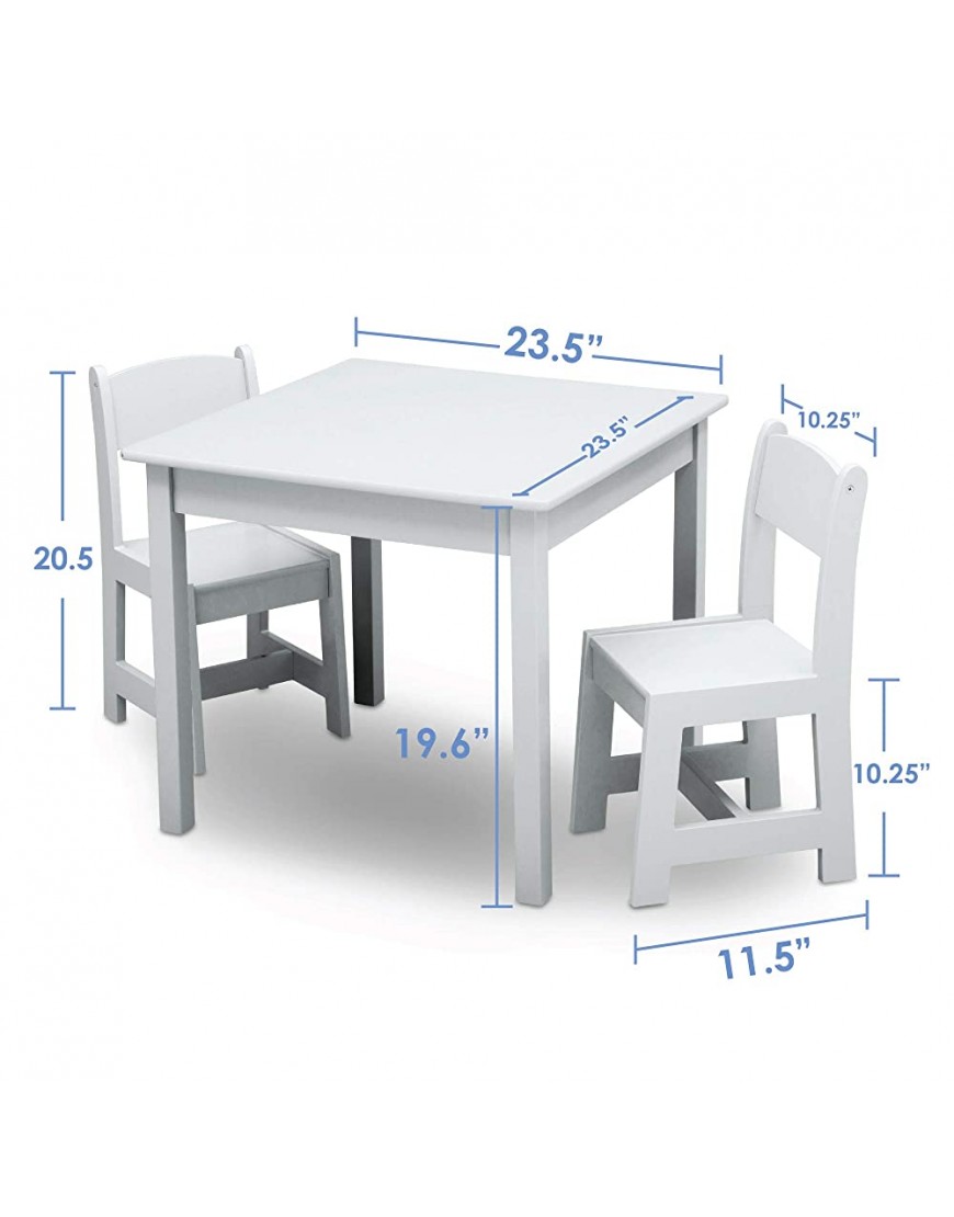 Delta Children MySize Kids Wood Table and Chair Set 2 Chairs Included Ideal for Arts & Crafts Snack Time Homeschooling Homework & More Greenguard Gold Certified Bianca White - B1G838FTZ