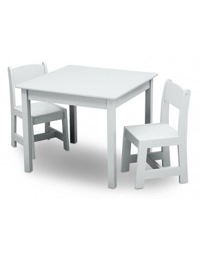 Delta Children MySize Kids Wood Table and Chair Set 2 Chairs Included Ideal for Arts & Crafts Snack Time Homeschooling Homework & More Greenguard Gold Certified Bianca White - B1G838FTZ