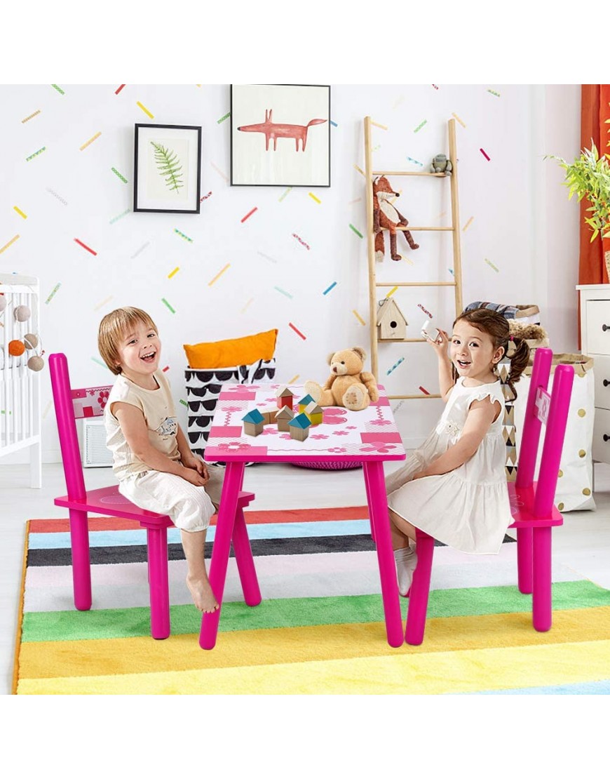 Ejoyous Kids Table and 2 Chairs Set Wooden Toddler Activity Desk Set for Children Reading Dining Playing Studying in Bedroom Playroom Kindergarten Outdoor - BJDMNP8RI