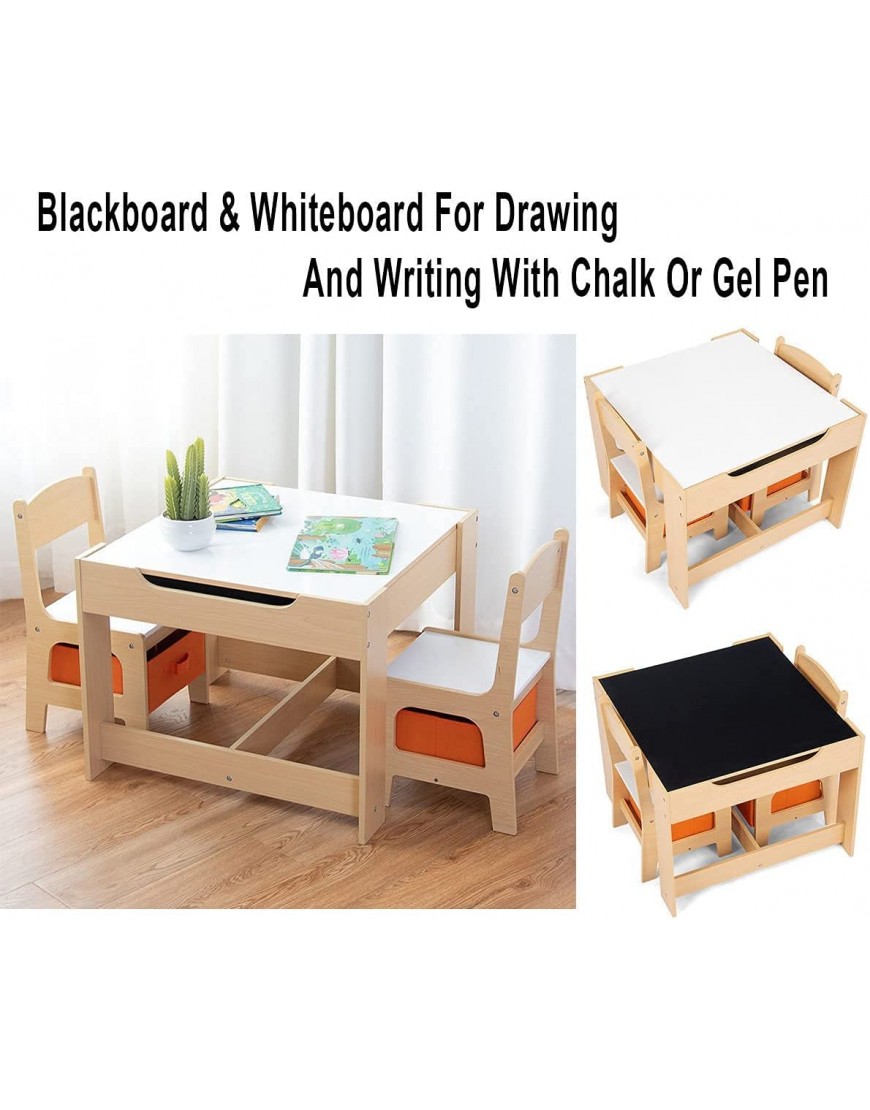 Ererboom Kids Table & Chair Set 3 in 1 Children Activity Desk Sets with Storage Drawer Detachable Blackboard Multifunctional Toddlers Entertainment Set Ideal for Painting Reading & Writing - B5F9ZLTS2