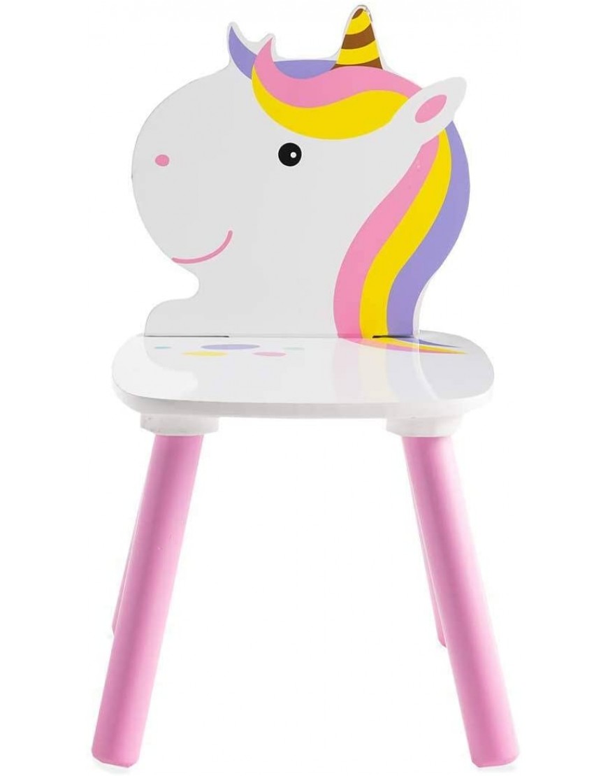 HearthSong Kids' Rainbow Unicorn Table and Two Chairs Playroom Furniture Set 2⅓' sq. Table and 11 sq. x 10½H Chairs - BSYYGU3HX