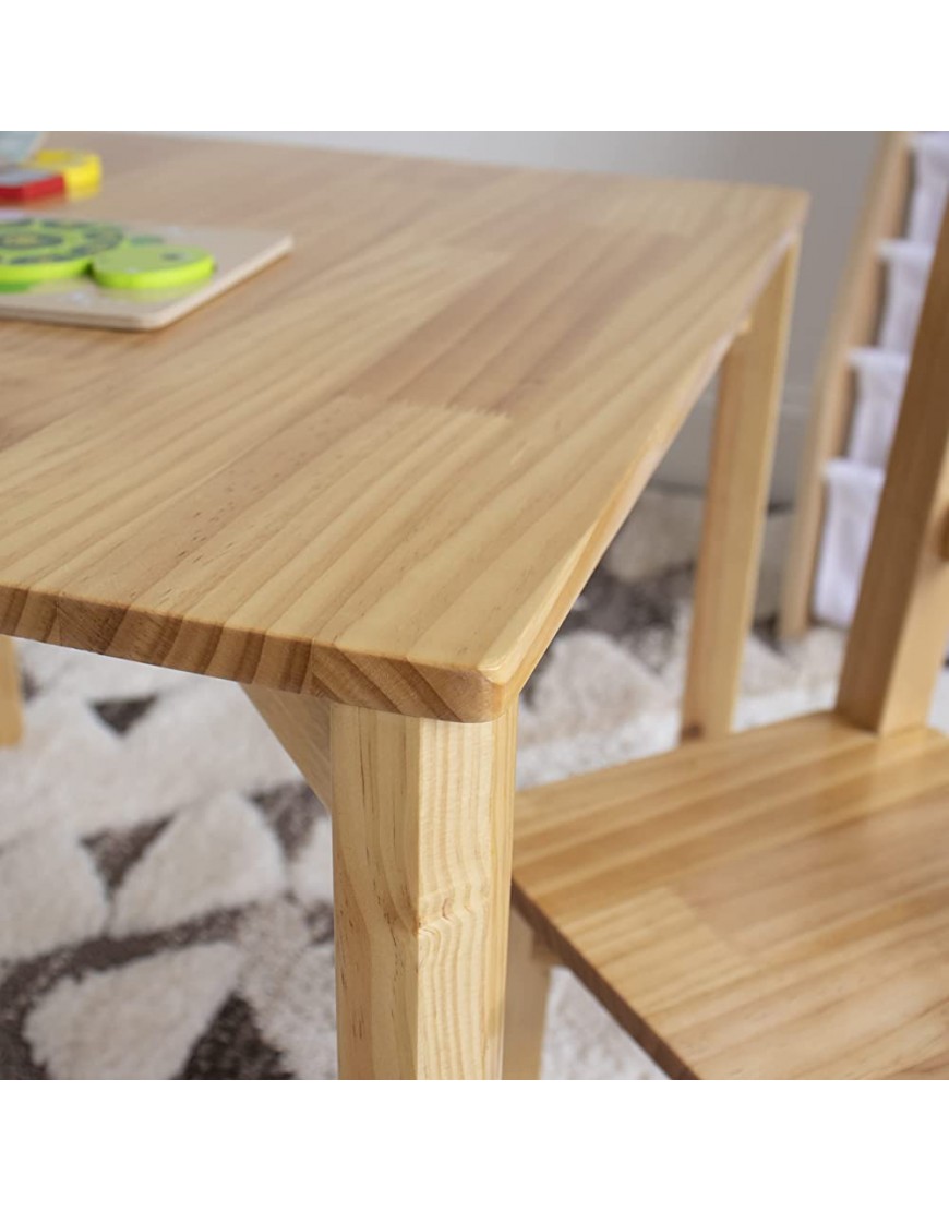 Humble Crew Natural Honey Grain Kids Solid Wood Table and 2 Chairs Set - B09RT75XF