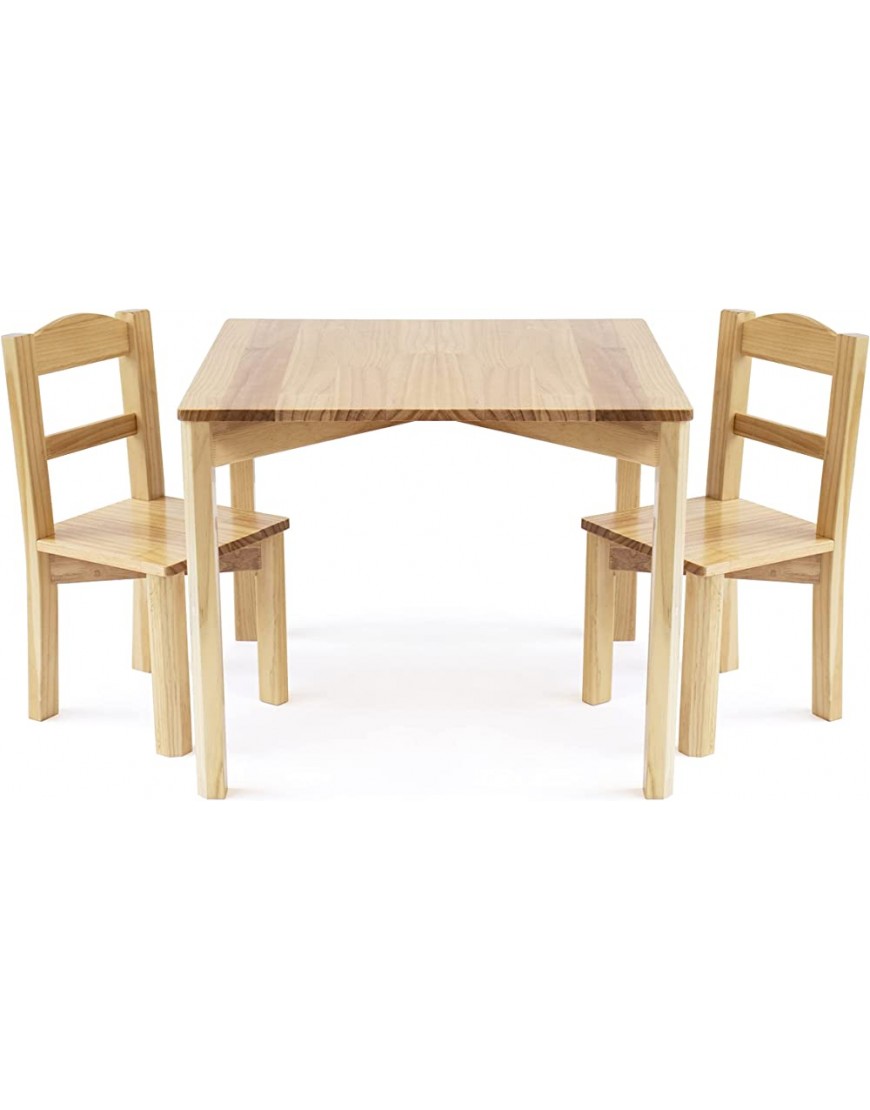 Humble Crew Natural Honey Grain Kids Solid Wood Table and 2 Chairs Set - B09RT75XF
