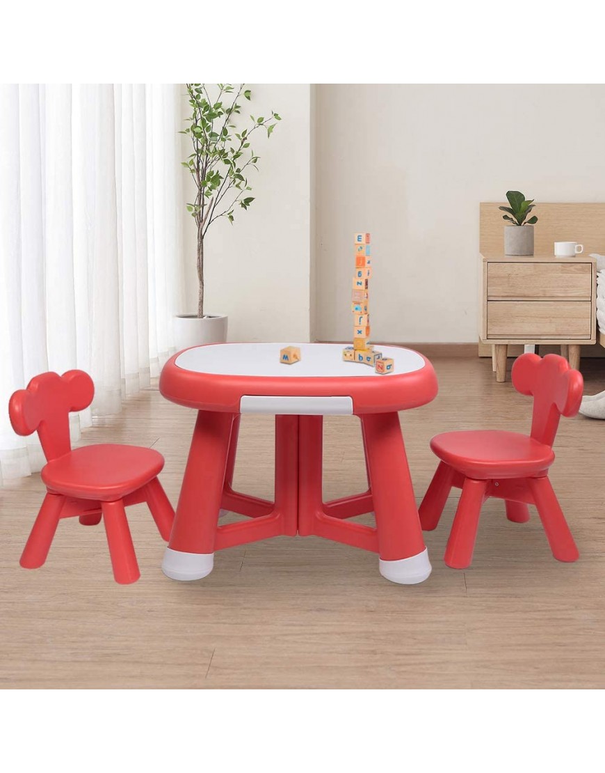 JOYMOR Kids Table and Chair Set with Drawer Children Activity Table Set Writable Table & 2 Chairs Multipurpose Toddler Dining Table - B8IN4B7L1