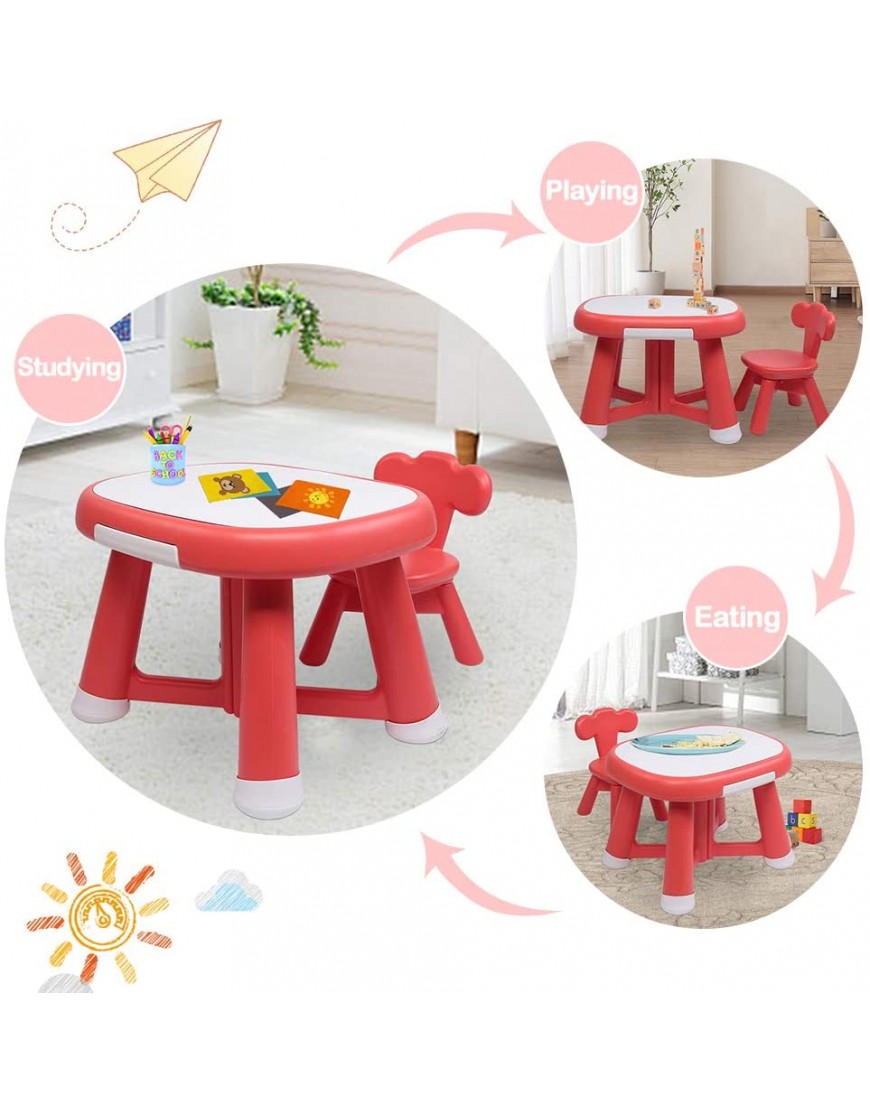 JOYMOR Kids Table and Chair Set with Drawer Children Activity Table Set Writable Table & 2 Chairs Multipurpose Toddler Dining Table - B8IN4B7L1