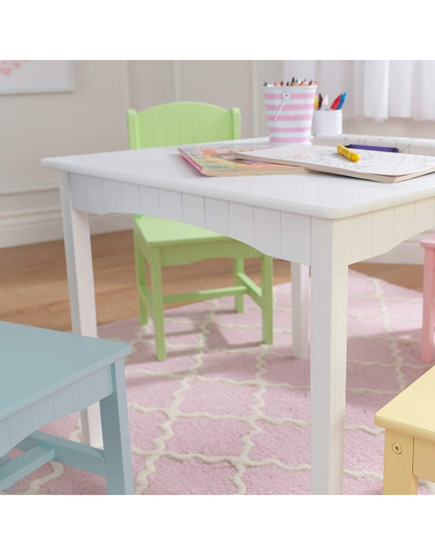 KidKraft Nantucket Kid's Wooden Table & 4 Chairs Set with Wainscoting Detail Pastel Gift for Ages 3-8 - BA24YYX32