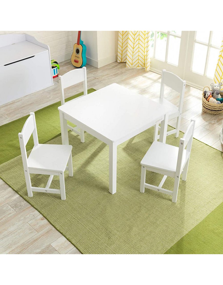 KidKraft Wooden Farmhouse Table & 4 Chairs Set Children's Furniture for Arts and Activity White Gift for Ages 3-8 - B9RH1MHMM