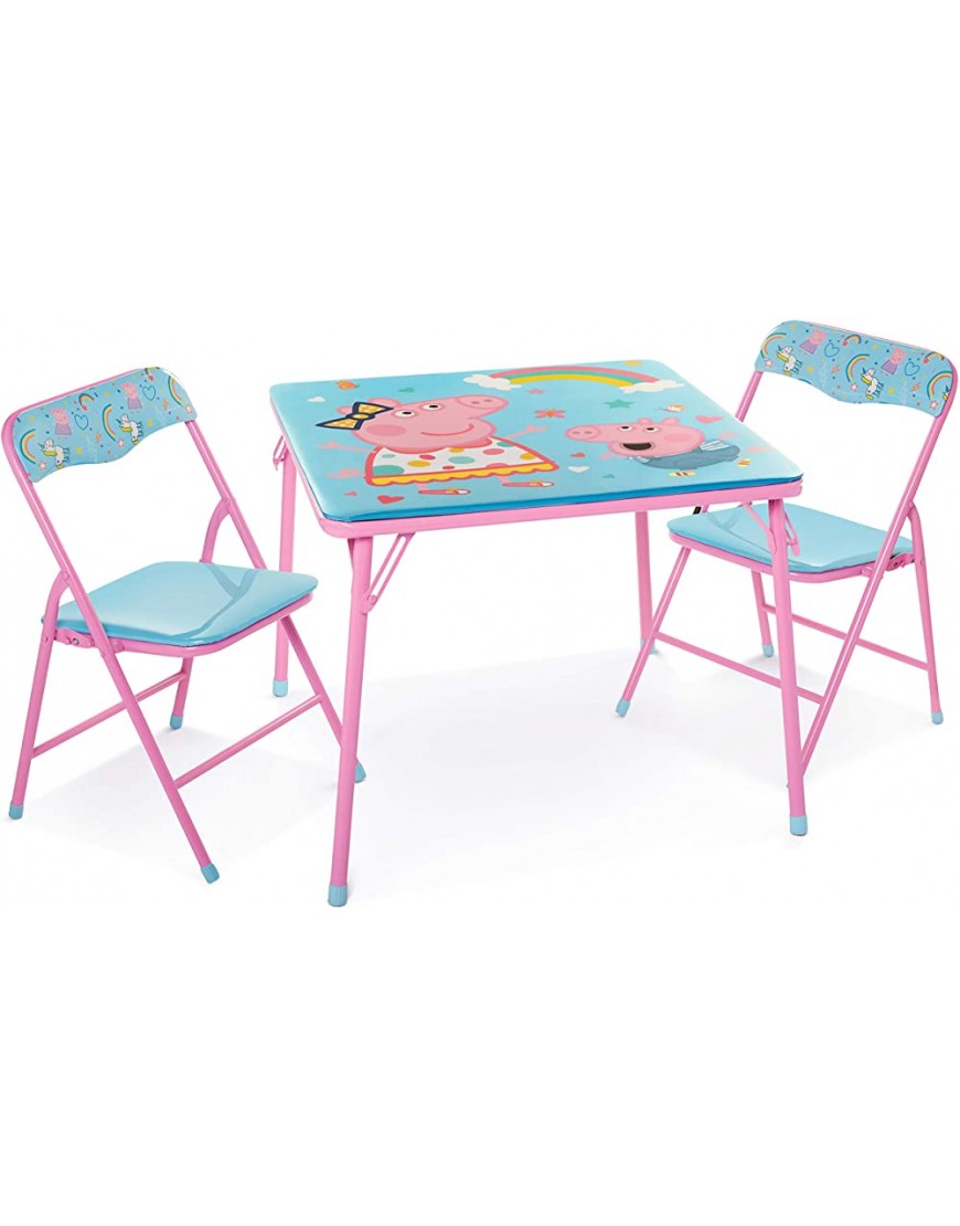 Kids Table & Chairs Set Peppa Pig 3Piece Child Furniture 2 Padded Chairs & One Table 24X 20H Activity Set Best for Playing Reading Eating Art Play Room For Ages 3-7 - BQY6YW3W3