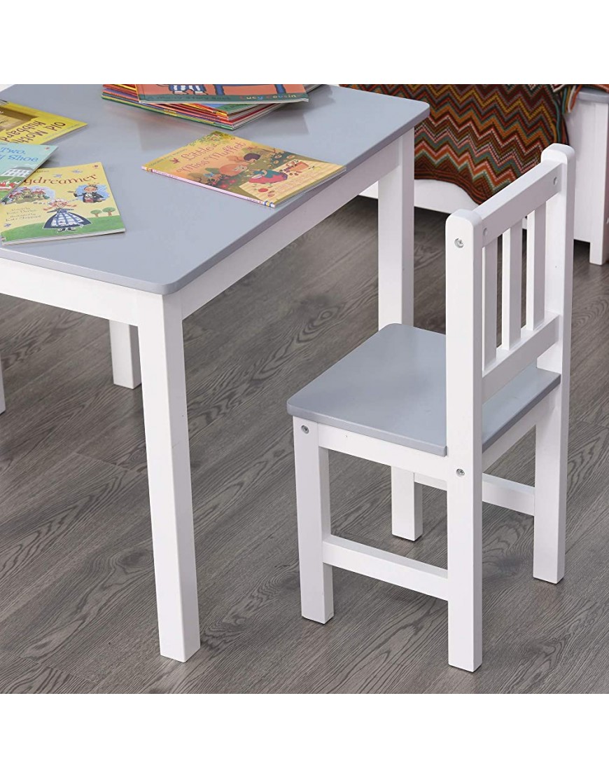 Qaba Kids Table and Chair Set for Arts Meals Lightweight Wooden Homework Activity Center Toddlers Age 3+ Grey - B3LDTDO4P