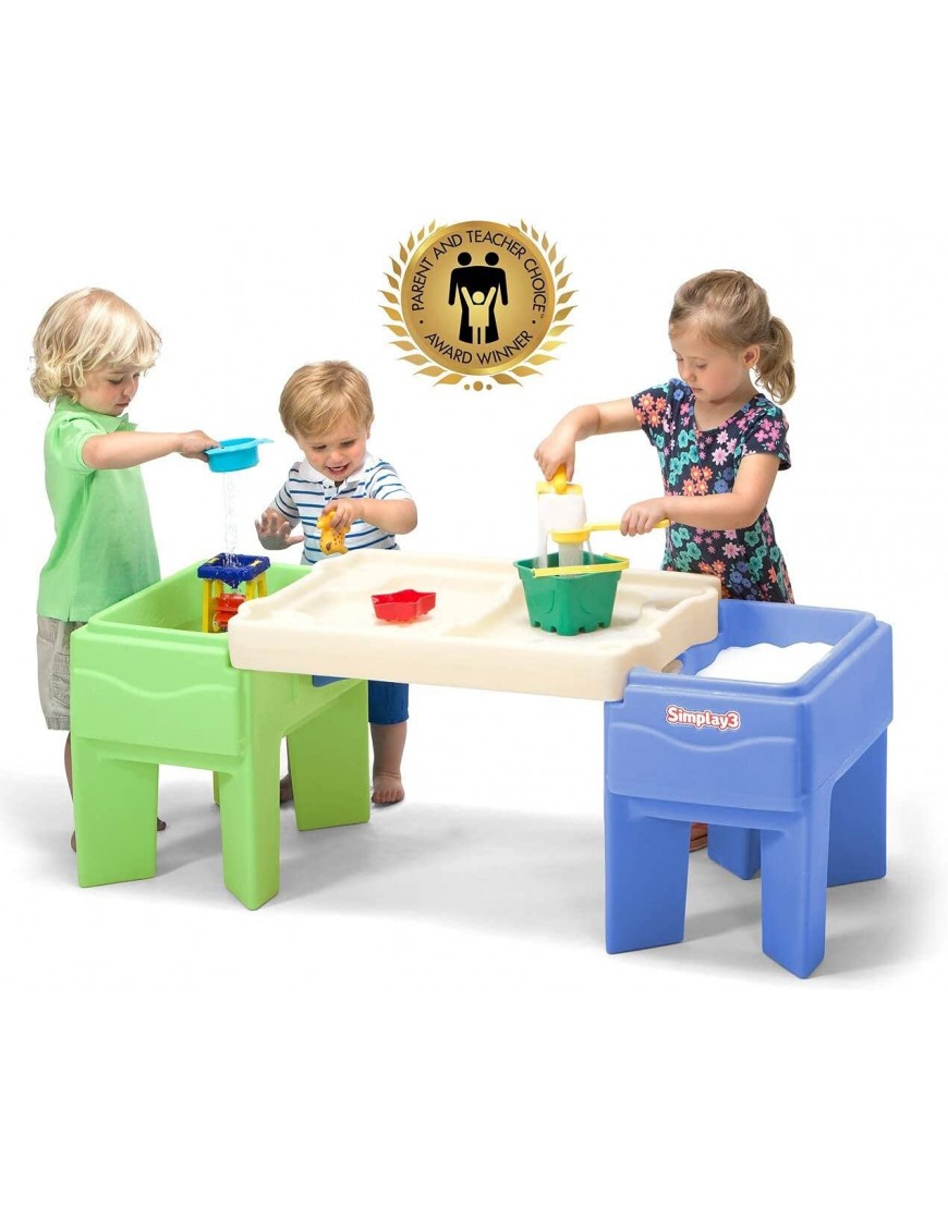 Simplay3 Kids Indoor Outdoor Sand and Water Activity Table with Storage - B0QTTQ57X
