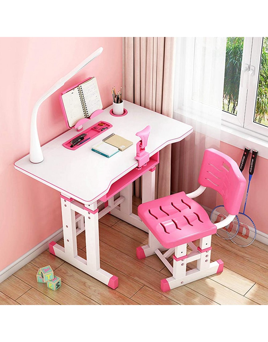 Tengma Kids Desk and Chair Set Height Adjustable Children Study Table with Drawing Tabletop Bookstand Pull-Out Drawer Storage and Adjustable Three-Stage LED Light for School Students - B1YC9J3Q4