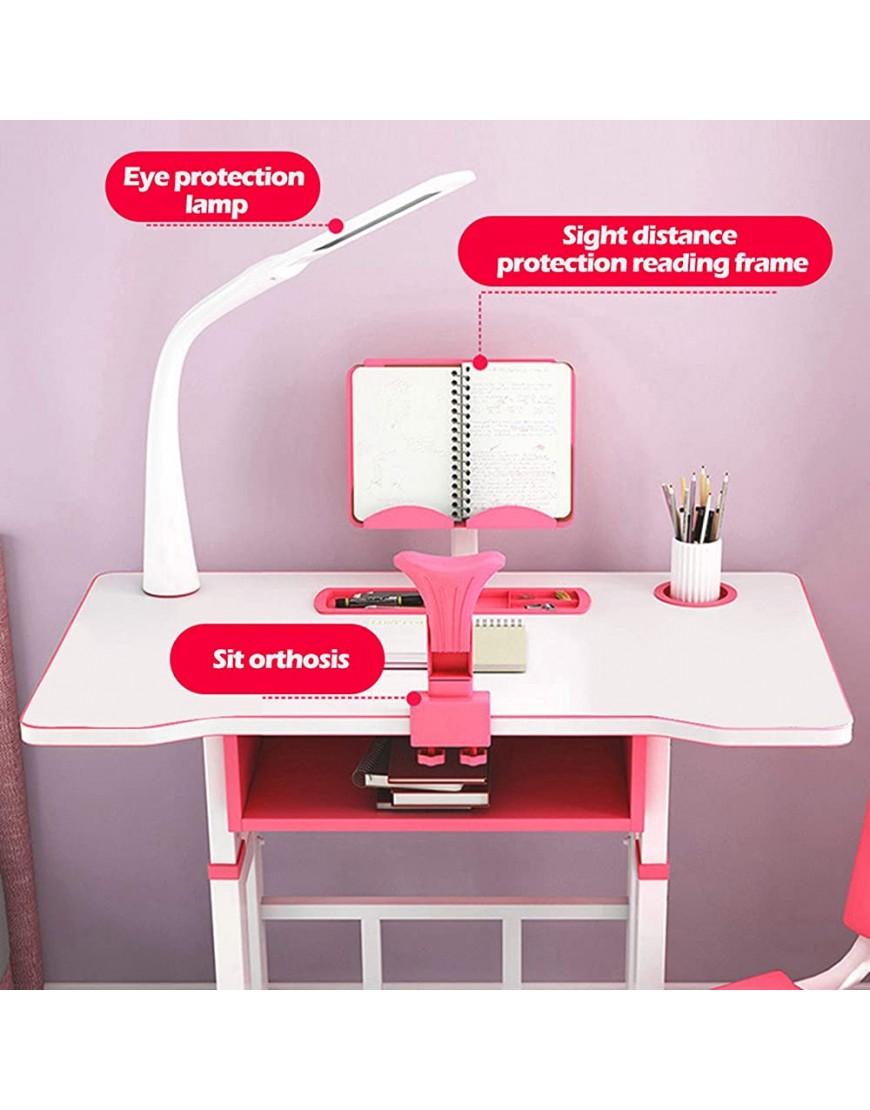 Tengma Kids Desk and Chair Set Height Adjustable Children Study Table with Drawing Tabletop Bookstand Pull-Out Drawer Storage and Adjustable Three-Stage LED Light for School Students - B1YC9J3Q4