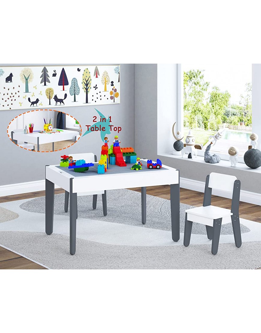 UTEX Kids Activity Table,2 in 1 Kids Reversible Play Table with Storage Multi-Kids Play Table Set for Toddler White - B47MR97EW