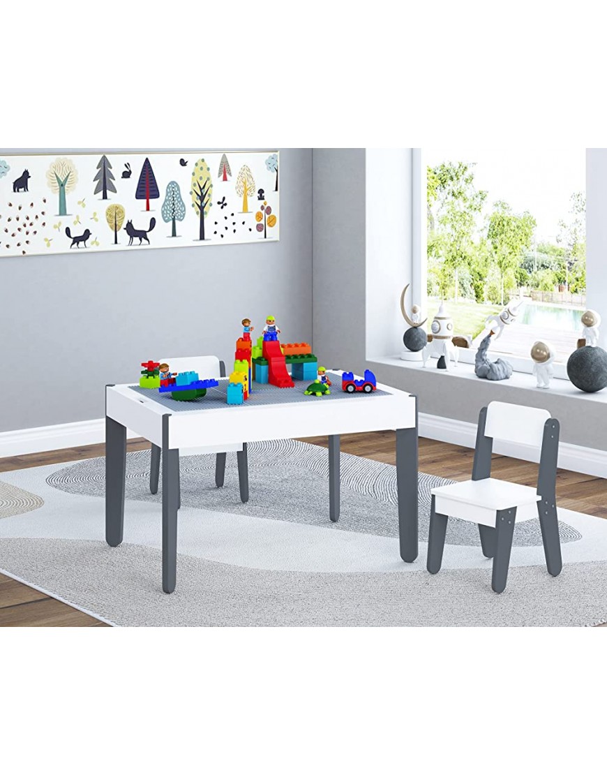 UTEX Kids Activity Table,2 in 1 Kids Reversible Play Table with Storage Multi-Kids Play Table Set for Toddler White - B47MR97EW