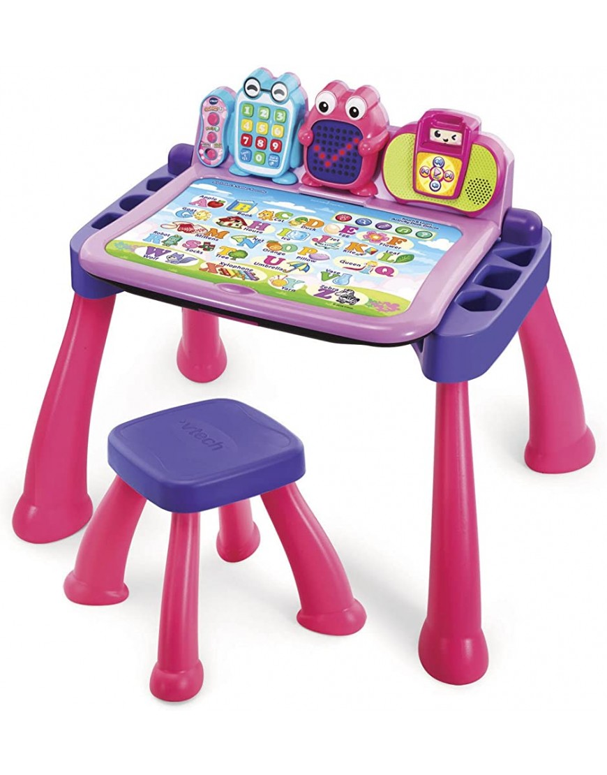 VTech Touch and Learn Activity Desk Deluxe Pink & Activity Desk 4-in-1 Pre-Kindergarten Expansion Pack Bundle for Age 2-4 - BCGKM2OE9