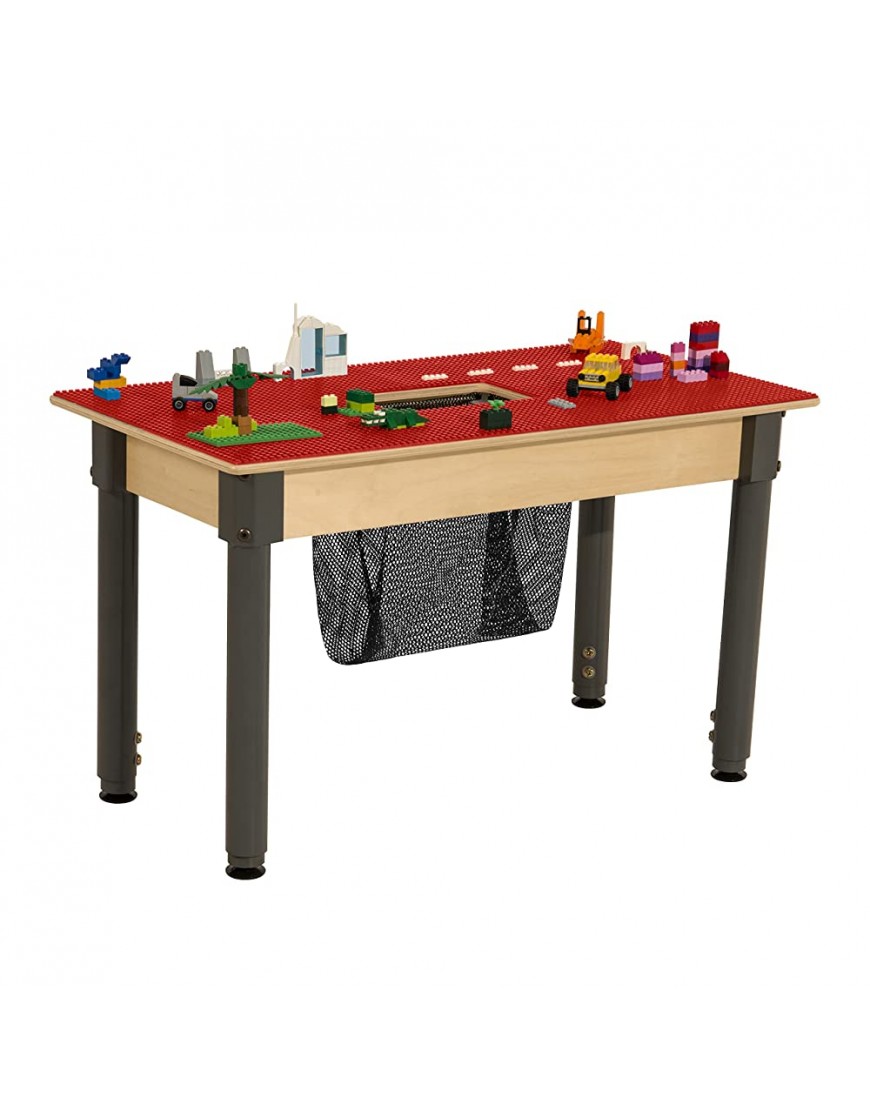 Wood Designs Time-2-Play Red Lego Compatible Table with Adjustable Legs 18-29 Rectangle - BPEXKQBS2