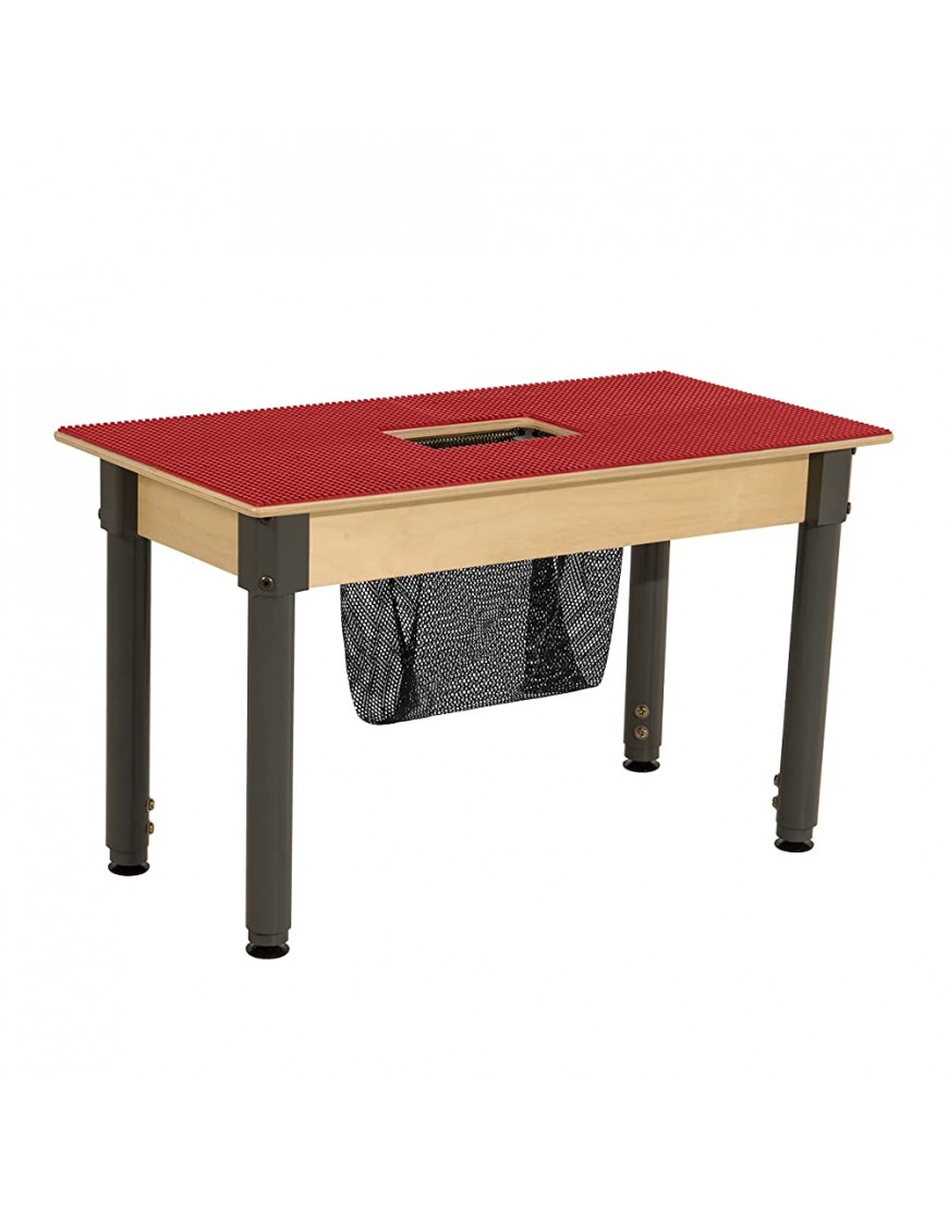 Wood Designs Time-2-Play Red Lego Compatible Table with Adjustable Legs 18"-29" Rectangle - BPEXKQBS2