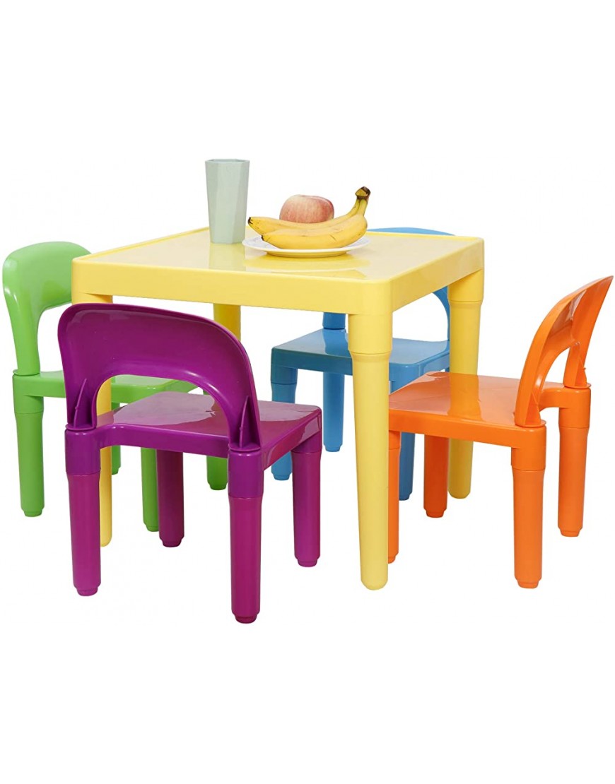 ZENY Kids Plastic Table and 4 Chairs Set Multicolor Play Room Furniture for Toddlers Reading Train Art Crafts - BO2X9NGTI
