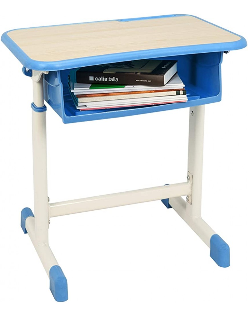 Adjustable Height Student Desk and Chair Set School Student Writing Desk Bookstand Blue - BYNEWI6HQ
