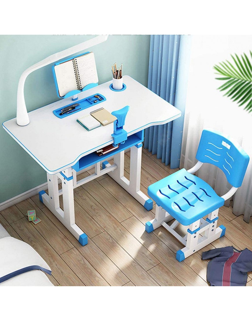 amousa Children Desk Children Study Table Height Adjustable Kids Desk and Chair Set Childs Desk W Lamp with Students Writing Desk Storage Drawer Bookstand for Boys & Girls - BNB34QLD0