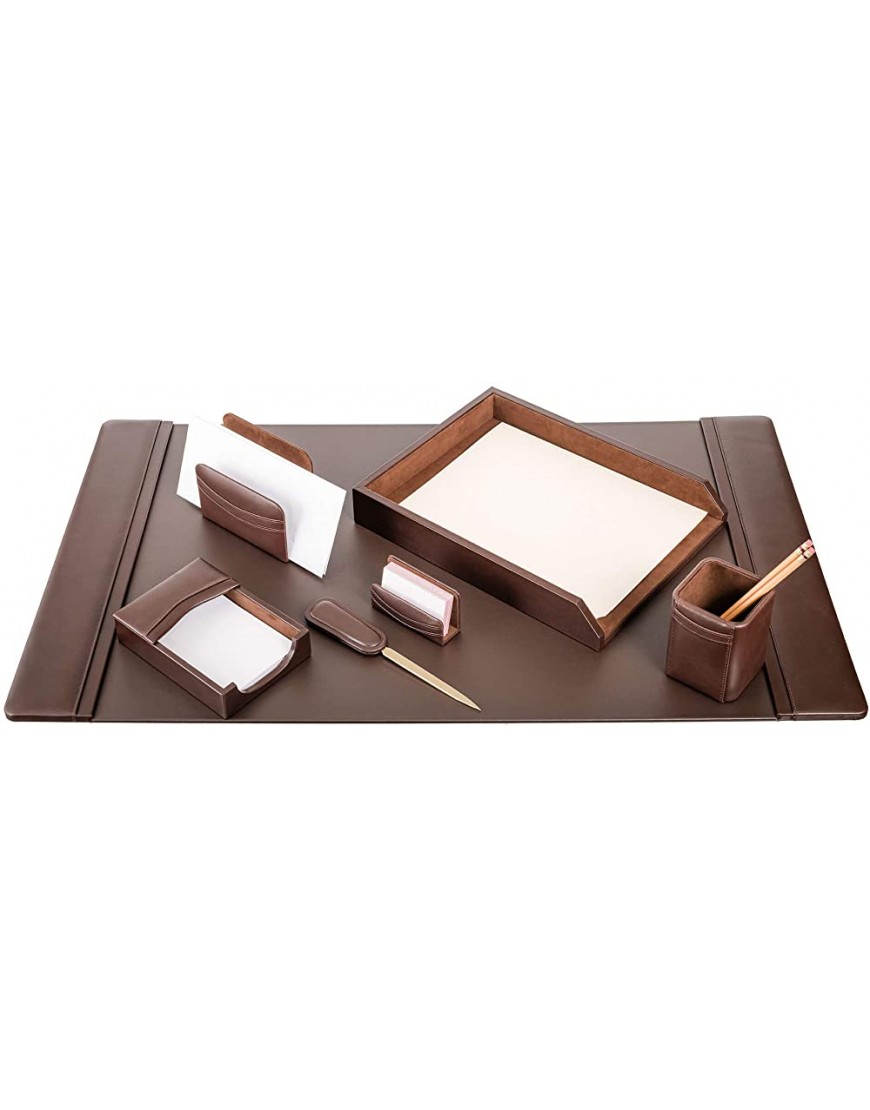 Dacasso Classic Leather Desk Set 7pcs Chocolate Brown - B1HSFP5H6
