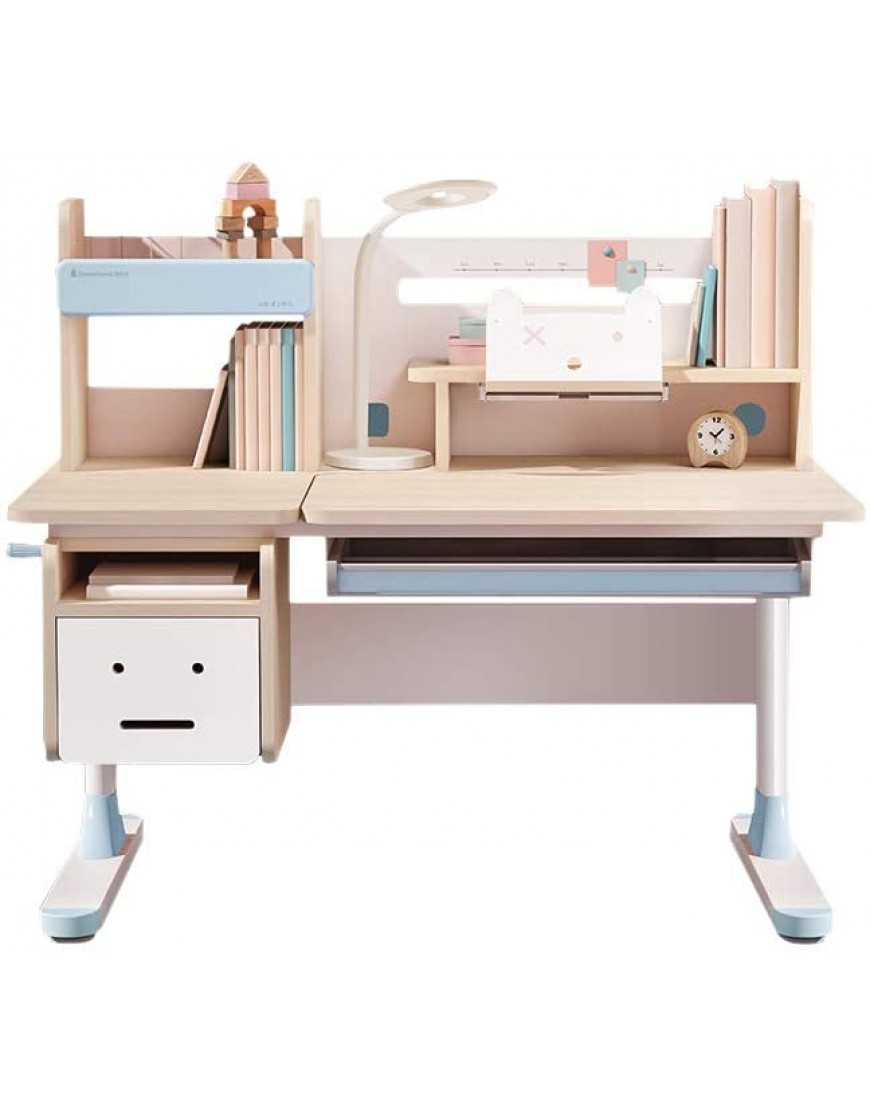 Ergonomic Multi Function Wood Adjustable Kids Study Desk Drafting Table and Computer Station with Book Shelf and Hutch Blue Chair is not Included - B1PRH8P4E