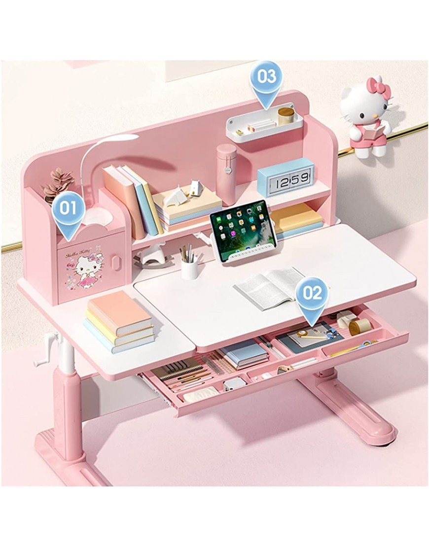 FEIYIYANG Kids Writing Desk Children's Study Table Can Be Raised and Lowered Wood Desk Primary School Student Desk Home Writing Desk and Chair Set Study Desk Children's Study Table Color : Pink - B7HHVOS48