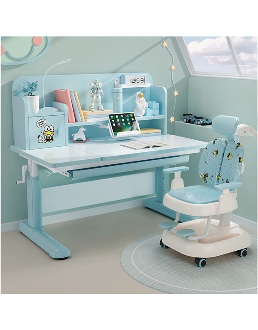 FEIYIYANG Kids Writing Desk Children's Study Table Can Be Raised and Lowered Wood Desk Primary School Student Desk Home Writing Desk and Chair Set Study Desk Children's Study Table Color : Pink - B7HHVOS48