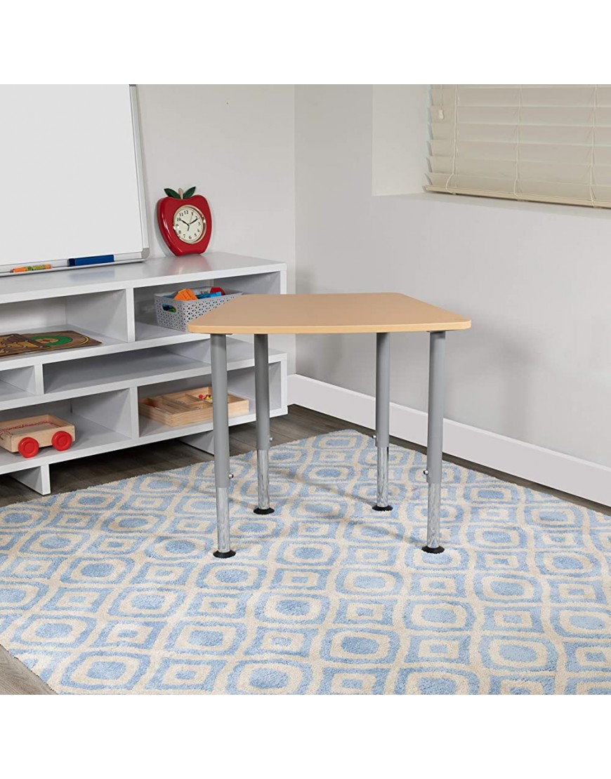 Flash Furniture Hex Natural Collaborative Student Desk Adjustable from 22.3" to 34" Home and Classroom - BQLZF4YX5