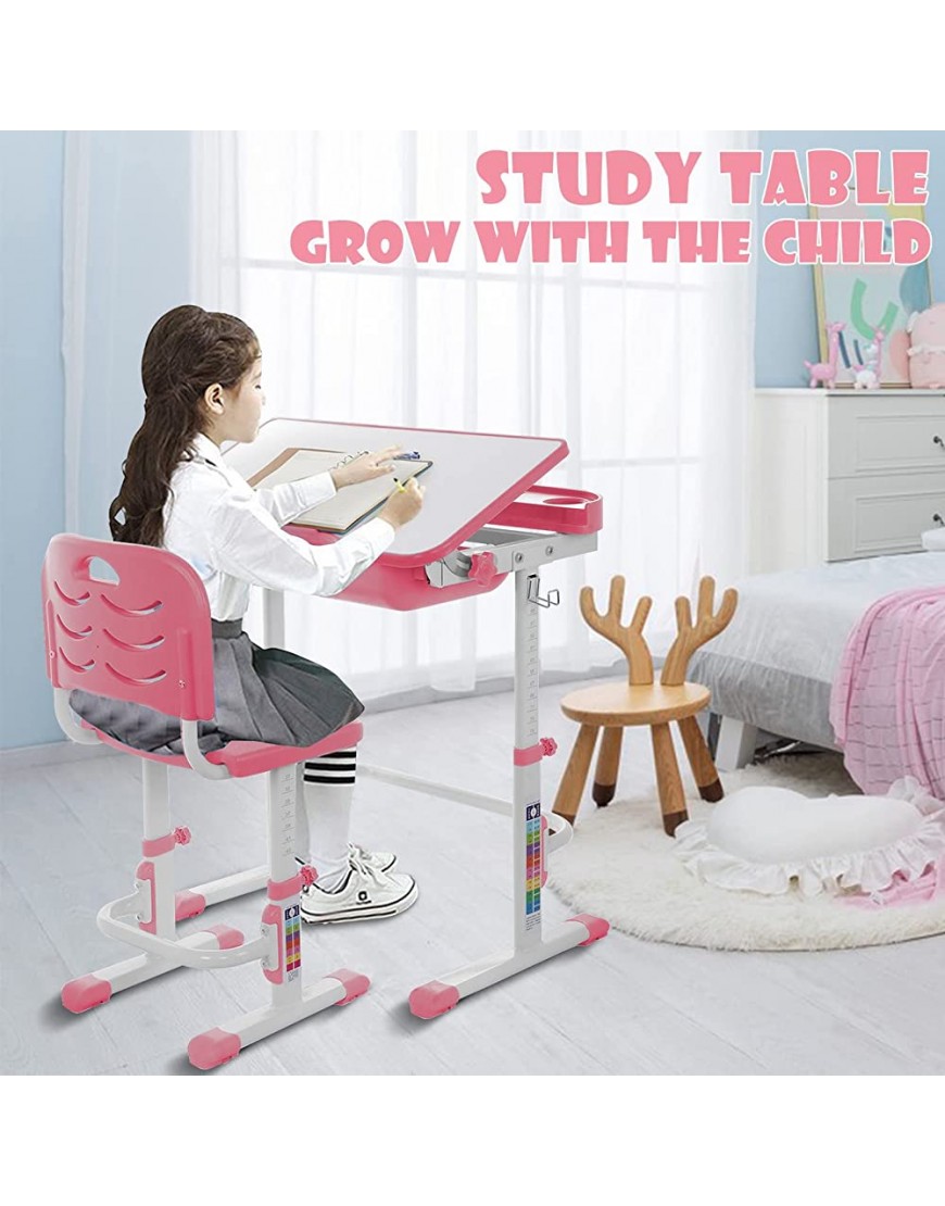 FWBNUIF Multifunctional Height-Adjustable Kid' Study Desk and Study Chair Set with Storage Drawer Study Desk Painting Desk Childrens Table and Chair Set Pink One Size - B50ZJ02YK