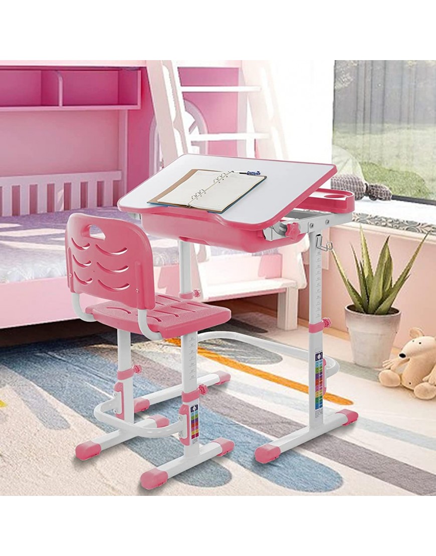 FWBNUIF Multifunctional Height-Adjustable Kid' Study Desk and Study Chair Set with Storage Drawer Study Desk Painting Desk Childrens Table and Chair Set Pink One Size - B50ZJ02YK