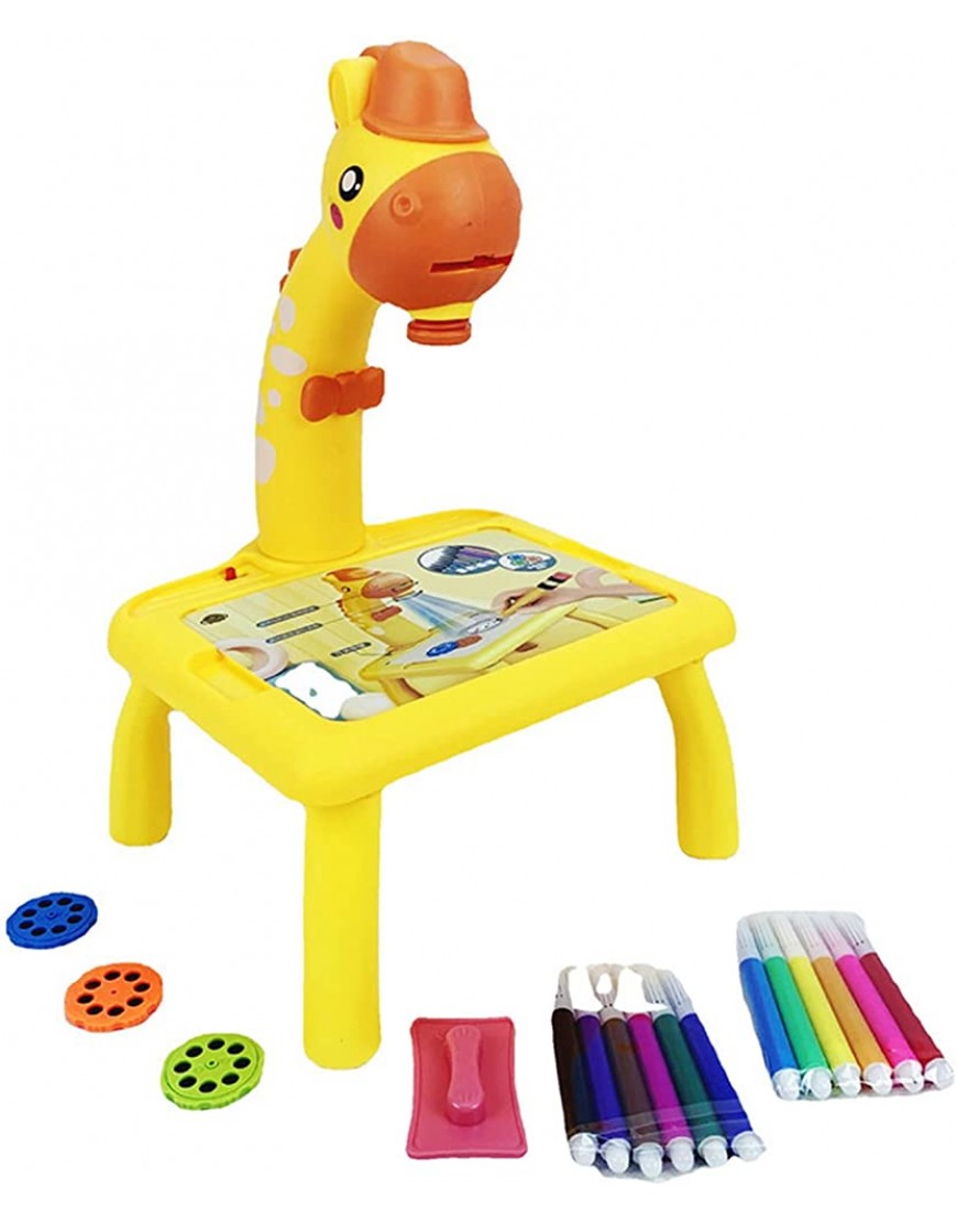 LAPUTA Educational Projection Drawing Board Animal Design Funny Giraffe Projection Doddle Drawing Desk for School Home Kids Children Students Gifts Yellow - BVTRDCPY7
