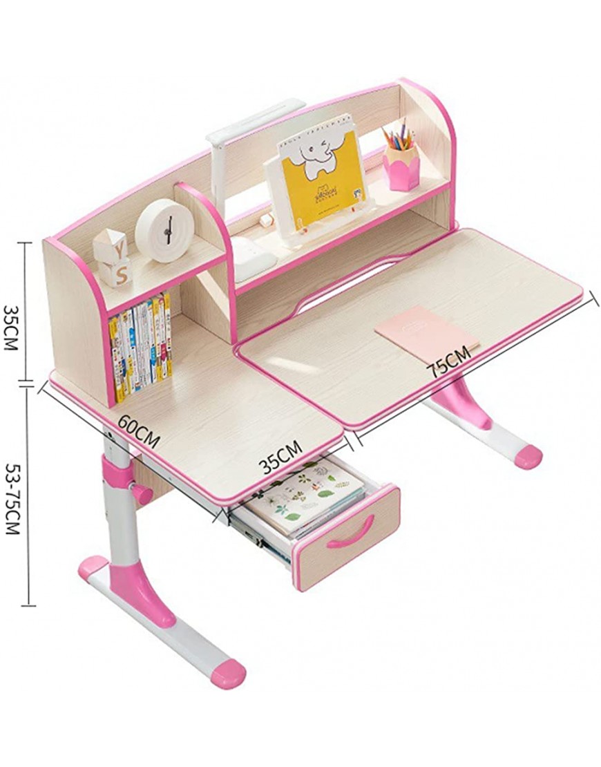 LDZ Learning Desk and Chair Set Can Be Raised and Lowered Children's Writing Desk Primary and Secondary School Students Can Adjust The Work Desk Writing Desk,Pink - BJWPST2KM
