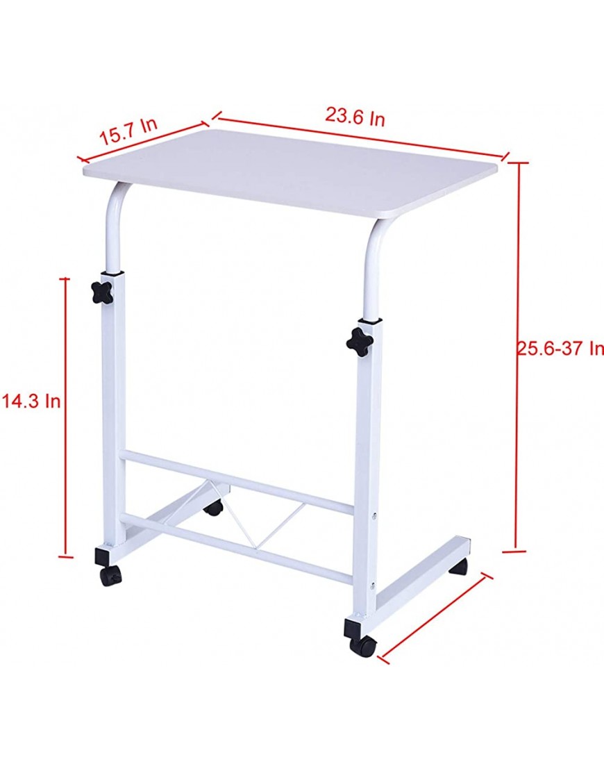 PUTEARDAT Adjustable Computer Standing Desk Side Bed Table with Rotate Wheels Manual Height Adjust Sofa Side Table Easy Assemble for Kids Student Classroom - B0F140DEZ