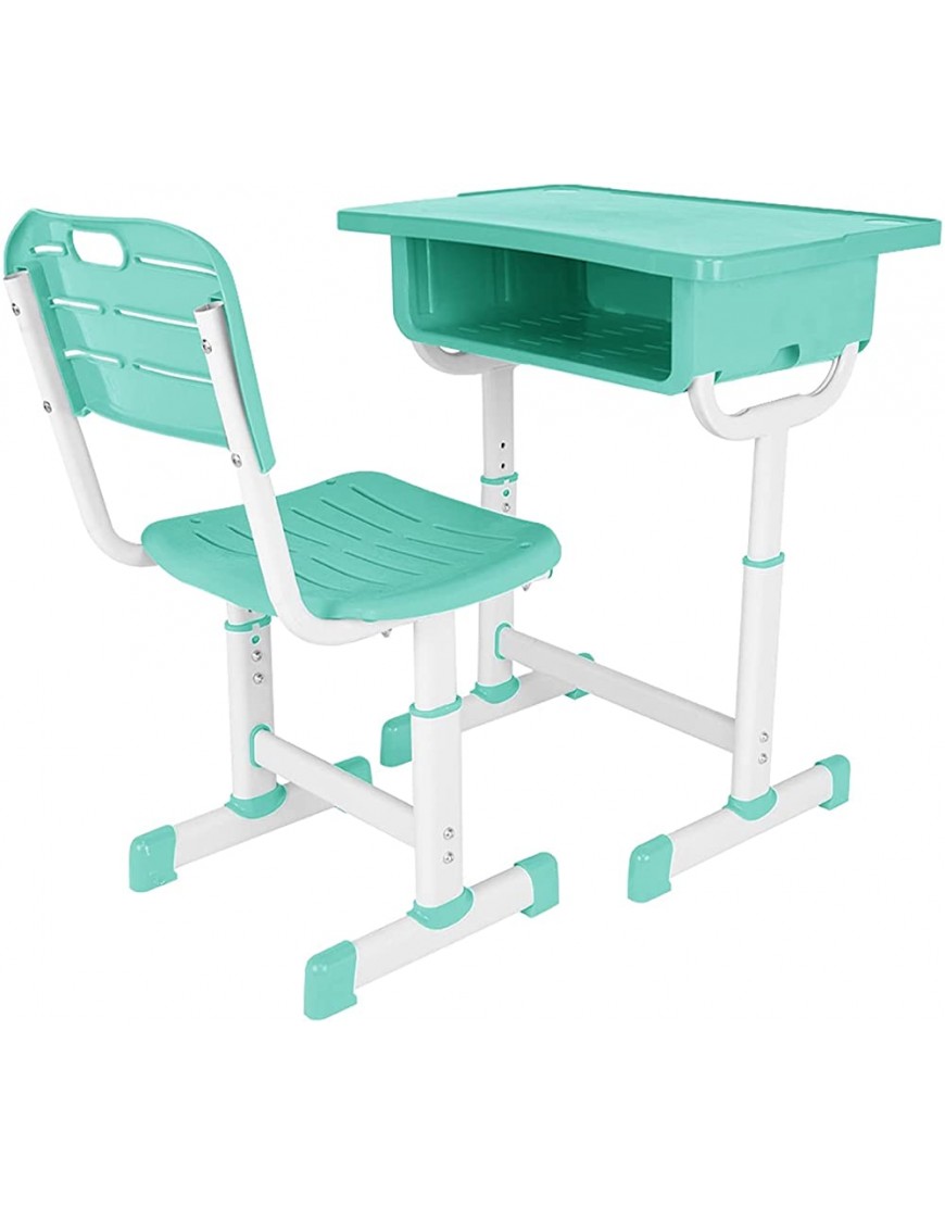 RUIVE Kid's Study Desk and Chair Set Height-Adjustable Writing Study Desk Large-Capacity Storage with Large Drawer Mint Green One Size - BEASDDYP7