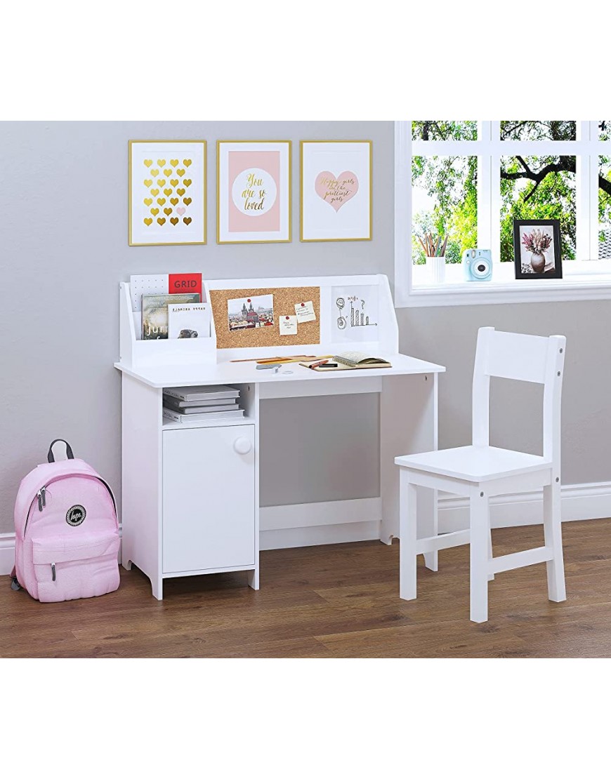 UTEX Kids Study Desk with Chair Wooden Children School Study Table with Hutch and Chair for 3-8 Years Old Student's Study Computer Workstation & Writing Table for Home School Use,White - BU2IB0LTP