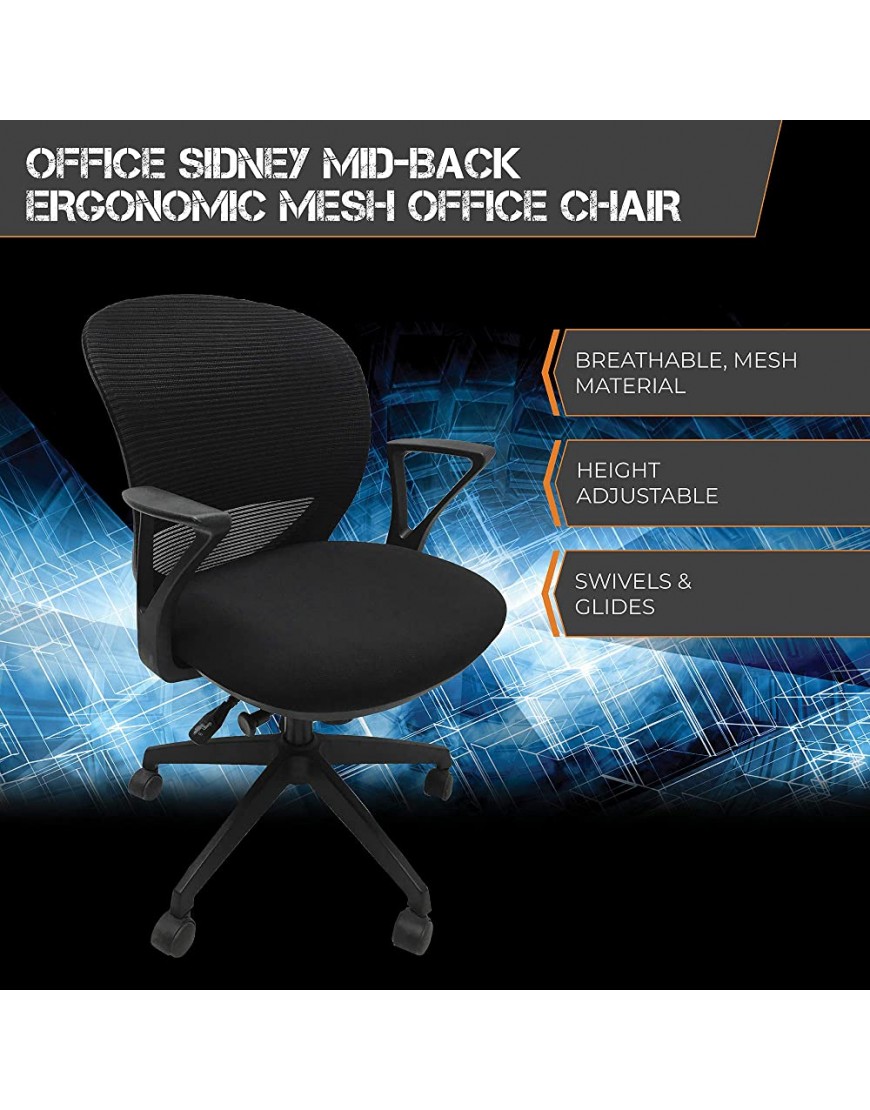 X Rocker Sidney Mid-Back Ergonomic Mesh Office Gaming Chair Black - BSR60S6VD