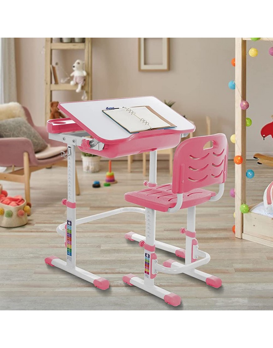 XIANGMIHU KIid's Study Desk and Chair Aet Height-Adjustable Writing Study Desk Large-Capacity Storage with Pink One Size - BJPPNKAC7
