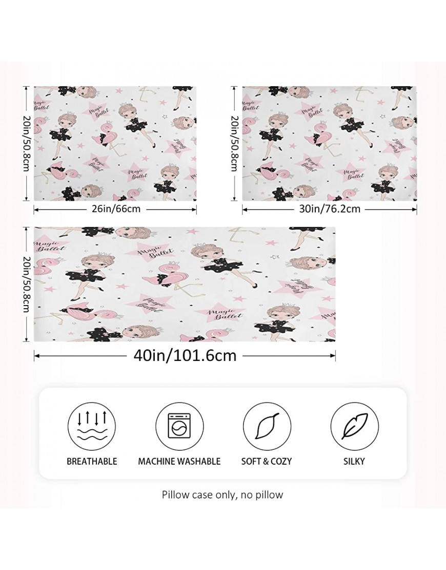 ATTX Balerina Girl Flamingo Pillowcase with Envelope Closure for Hair and Skin Soft Breathable Smooth Both Sided Cooling Silk Pillow CoverStandard Size 20''×26'',1Pcs - BX6YC2OX5