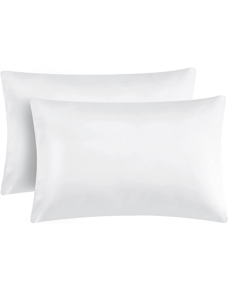 CozyLux 100% Cooling Organic Bamboo Pillowcases Set of 2 Standard Queen Size Oeko-Tex Pillow case Soft Silky Pillow Covers for Kids Moisture Wicking Envelope Closure White 20"x30" - B5TOQ7QH6