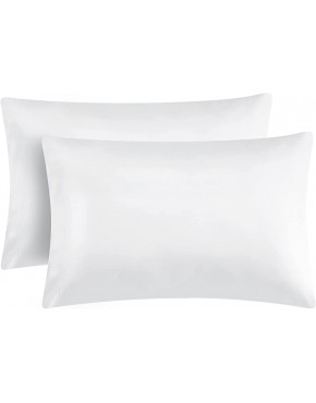 CozyLux 100% Cooling Organic Bamboo Pillowcases Set of 2 Standard Queen Size Oeko-Tex Pillow case Soft Silky Pillow Covers for Kids Moisture Wicking Envelope Closure White 20"x30" - BH5OS59JT