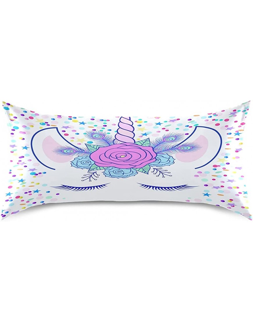 Cute Unicorn Kids Satin Pillowcase Toddler Girls Baby Silk Pillow Cases for Hair and Skin Standard Size Slipping Pillow Cover Set with Envelope Closur 20x26 Pillowcase Decorative for Child Sofa Bed - BET49LDYY