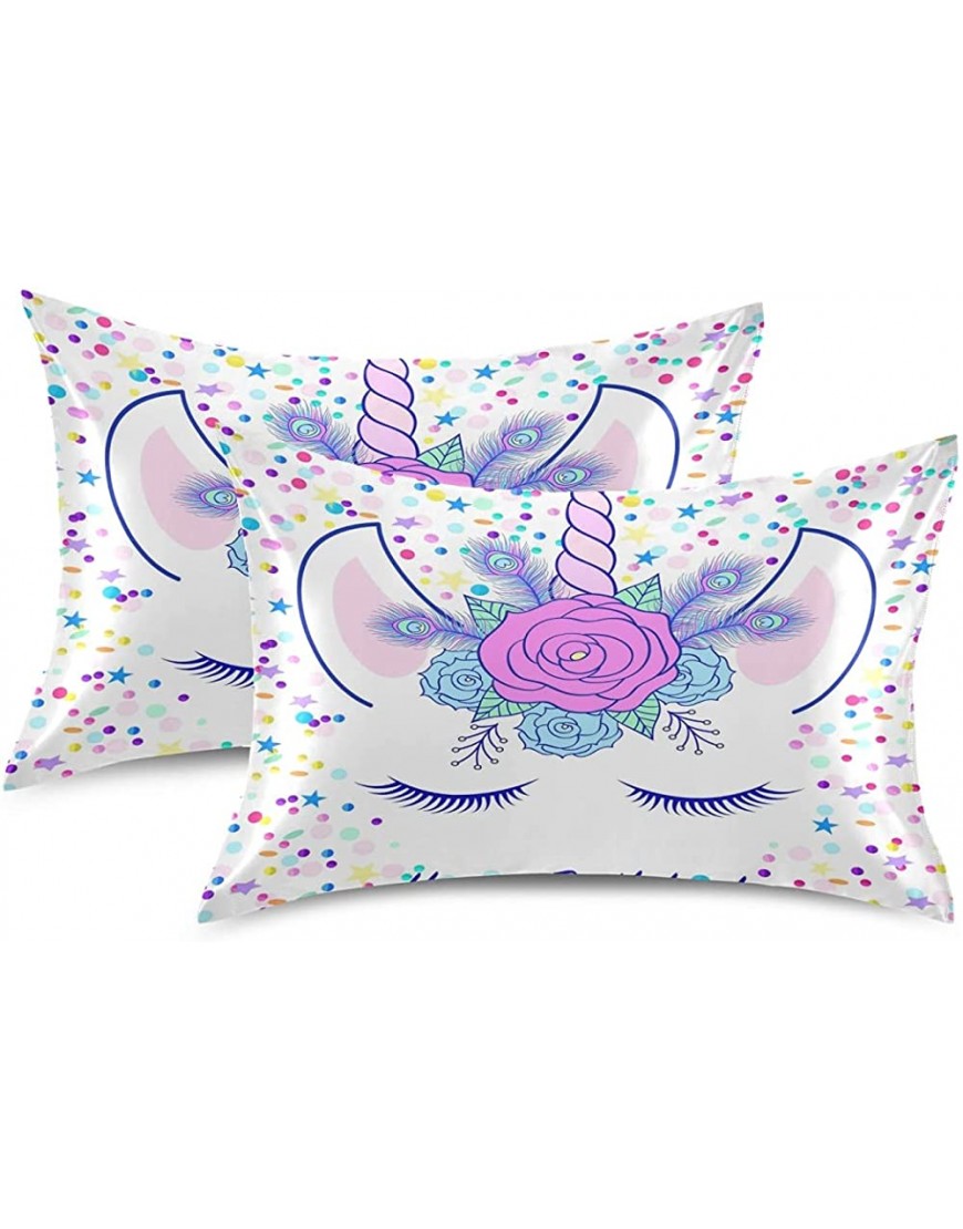Cute Unicorn Kids Satin Pillowcase Toddler Girls Baby Silk Pillow Cases for Hair and Skin Standard Size Slipping Pillow Cover Set with Envelope Closur 20x30 Pillowcase Decorative for Child Sofa Bed - BS6Q0IFAQ