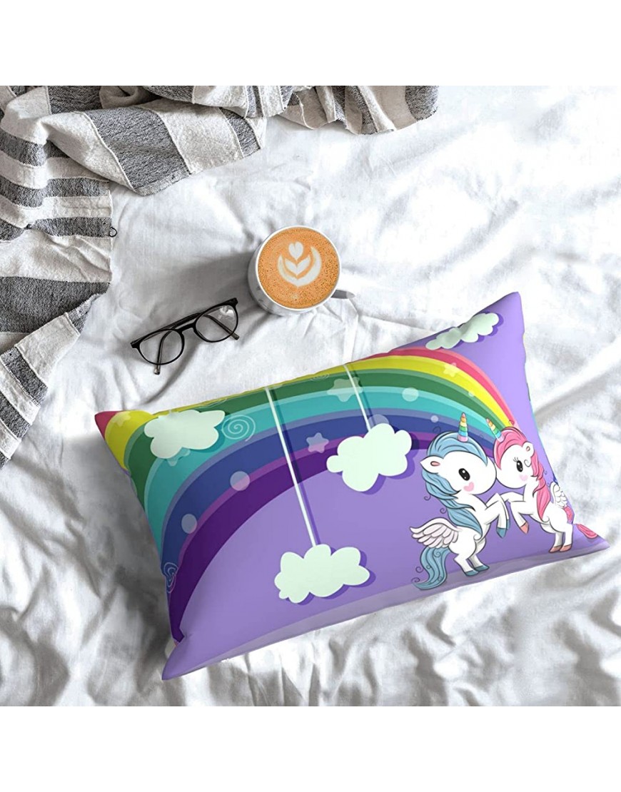 Girls Personalized Cute Pillowcase Customized for Kids Soft Fabric Standard Pillow Size Unicorns Rainbow Cloud Design Sleep Nap Girls Pillowcase 20x30，Purple - BNODCC388