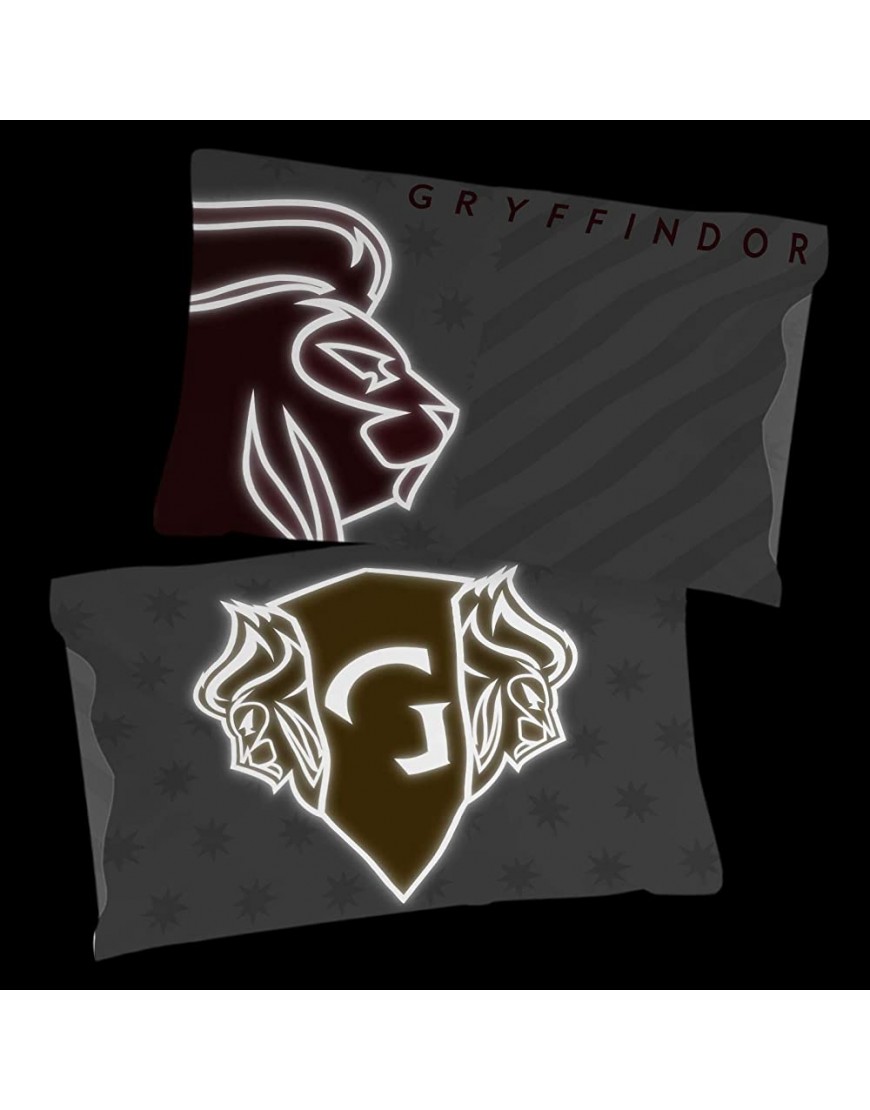 Harry Potter Gryffindor Glow in The Dark 2 Pack Reversible Pillowcases Double-Sided Kids Super Soft Bedding Official Harry Potter Product - B14C73KQW