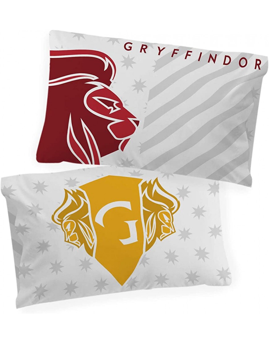 Harry Potter Gryffindor Glow in The Dark 2 Pack Reversible Pillowcases Double-Sided Kids Super Soft Bedding Official Harry Potter Product - BGYRKOPYM