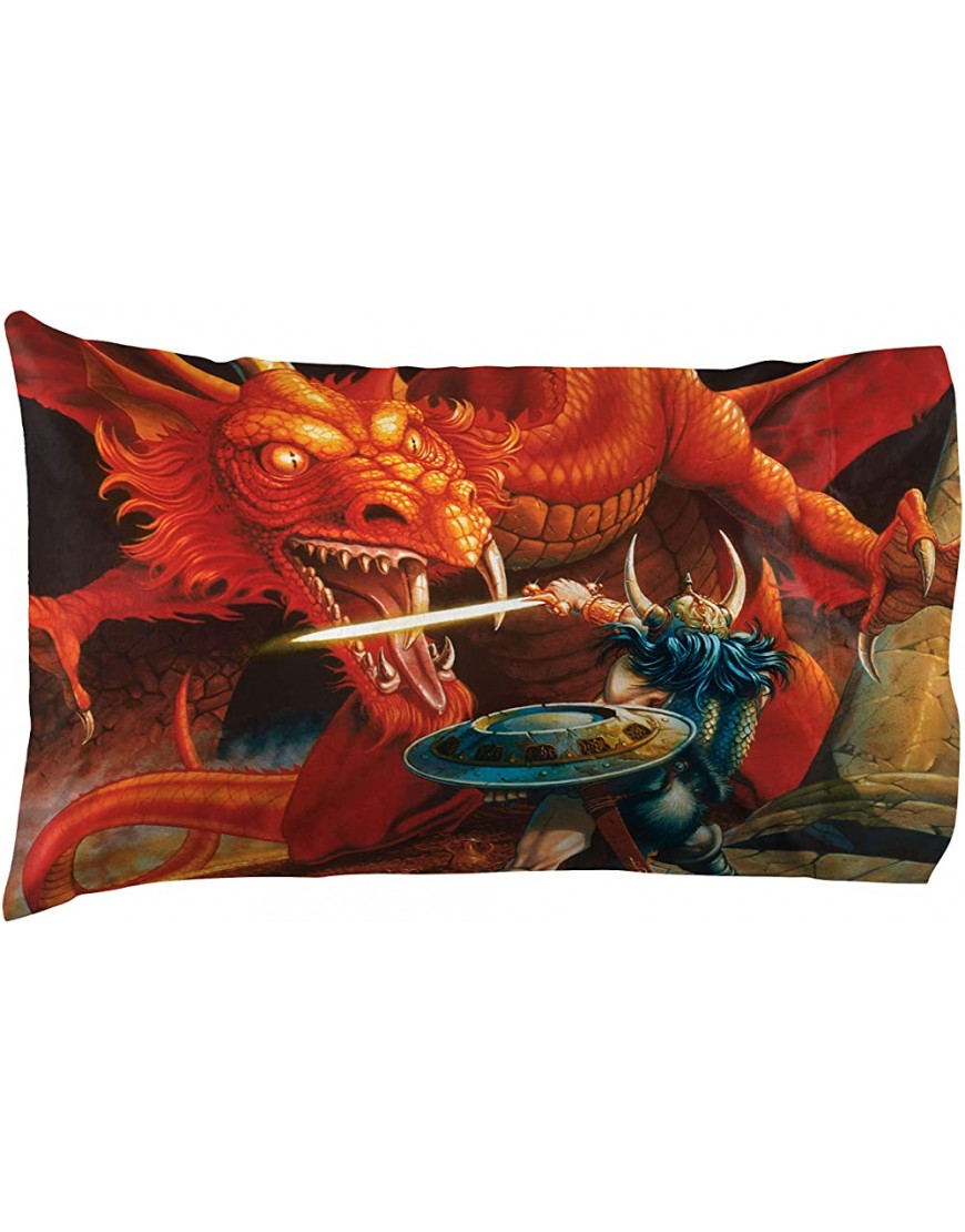 Jay Franco Dungeons & Dragons Red Box 1 Single Reversible Pillowcase Super Soft Bedding Official Dungeons & Dragons Product - B4FI4DUOT