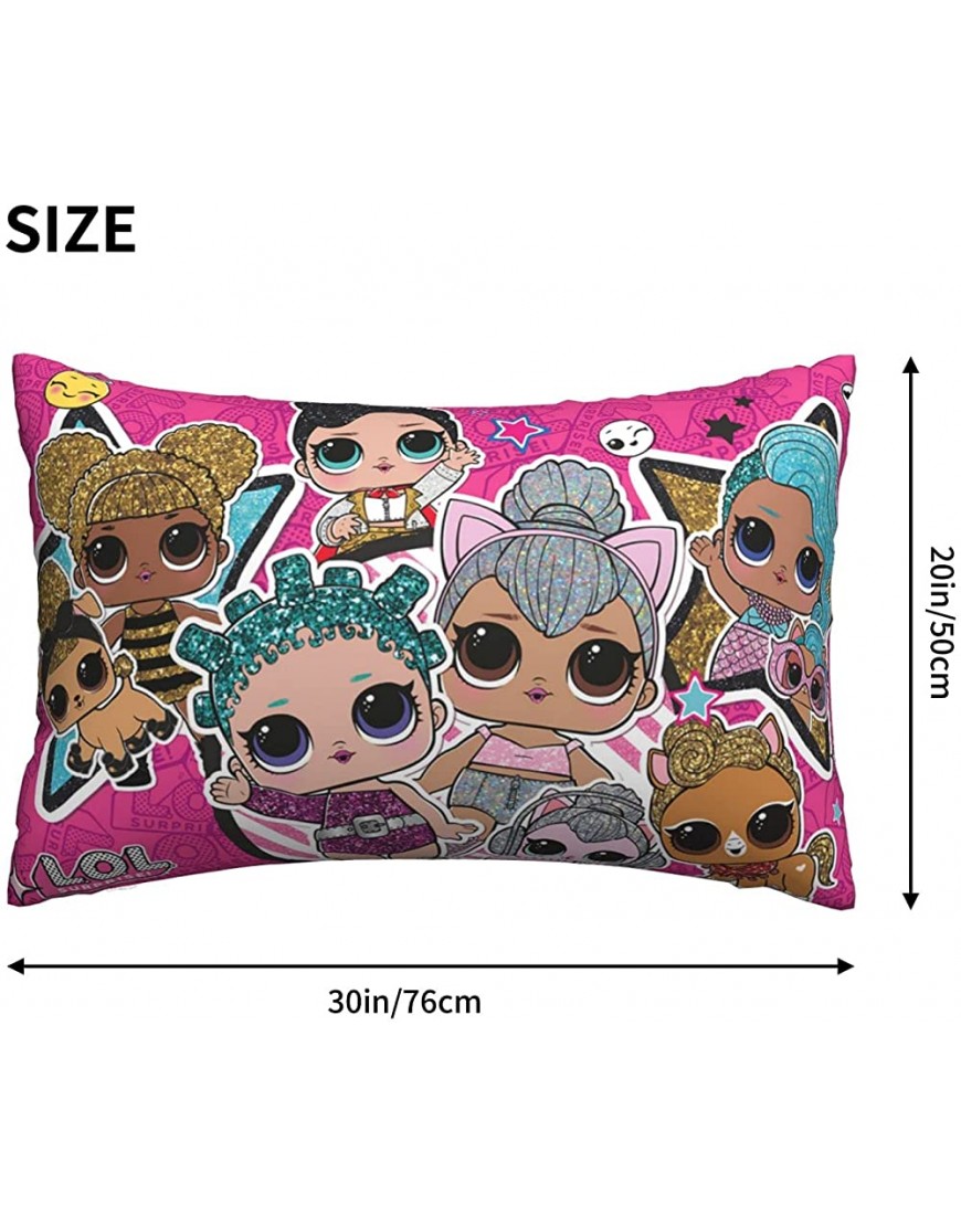 LOL Superise Girls Pillow Case Zippered Rectangle Kid's Cotton Full-Width Double-Sided Printed Bedding Cover Standard Size 20 x 30 Purple - BPH11FZU1