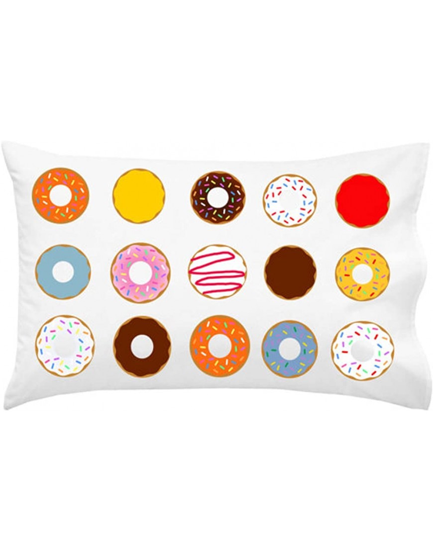 Oh Susannah Cute Donut Pillowcase Fun Sleepable Colorful Donuts One 20x30 inch Standard Queen Size Pillow Case Kids Room Decor - BVUGH3WKF